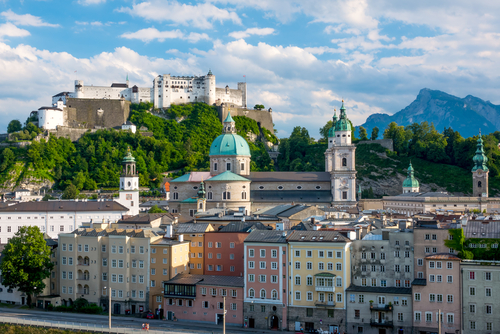 Austria.,Salzburg.,View,Of,The,Downtown,And,The,Festung,Hohensalzburg